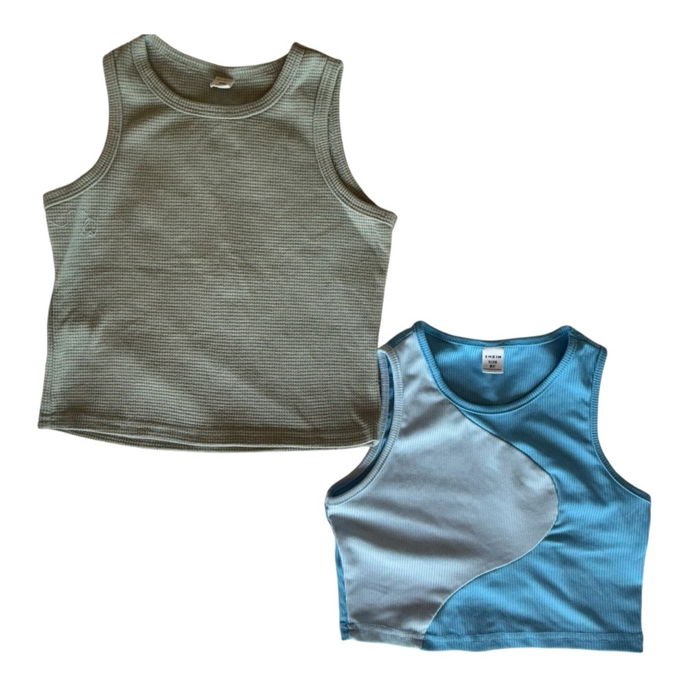 *NEW* SHEIN Green and Blue Tank Tops with Classic Design - NO TAGS NEW